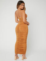 Solid Ruched Bodycon Dress