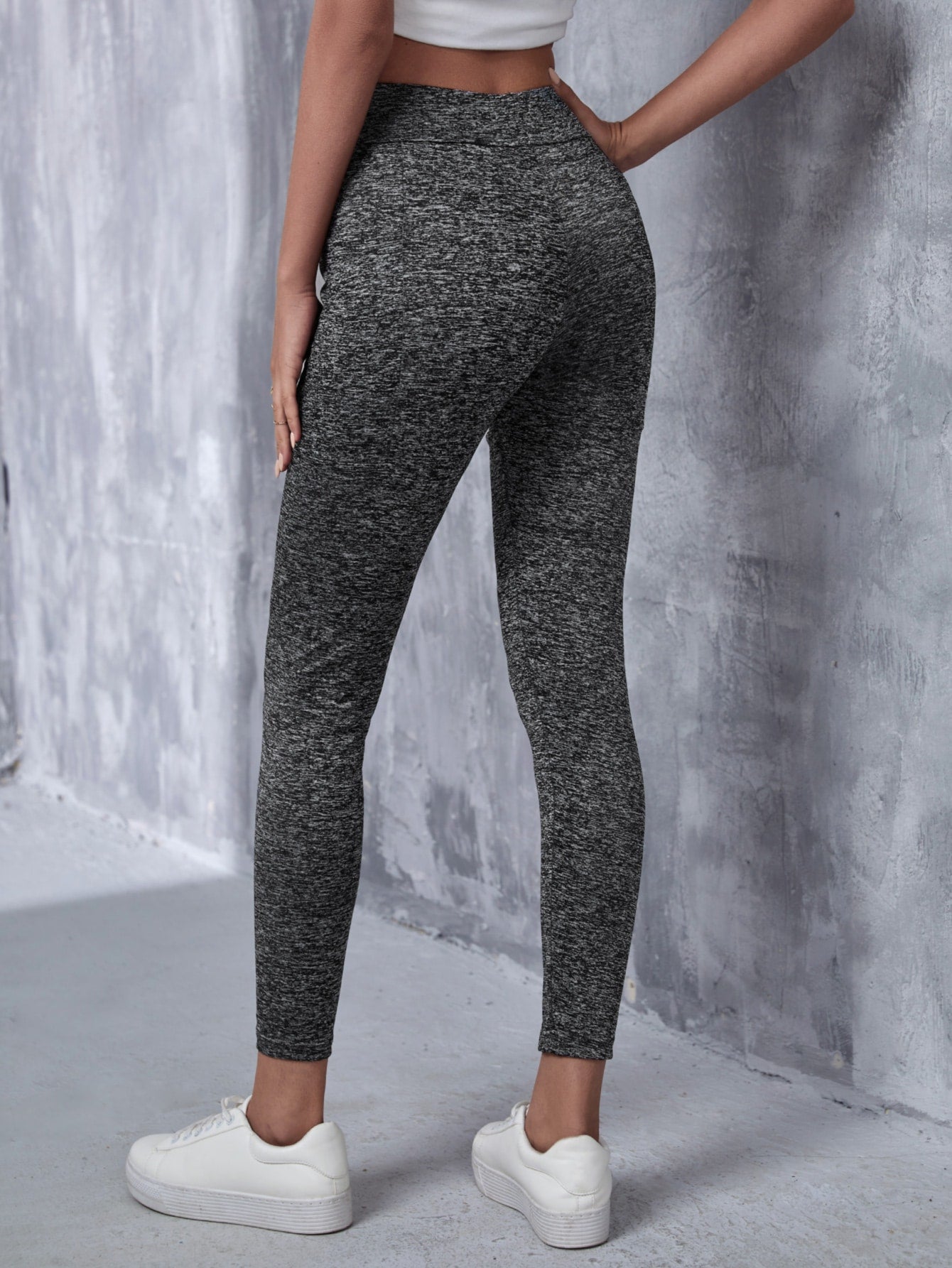 Solid High Waist Leggings With Phone Pocket