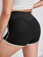 Plus Contrast Binding Textured Biker Shorts