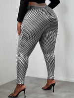 Plus Fish Scales Print Metallic Leggings