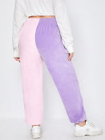 Plus Velvet Two Tone Drawstring Sweatpants