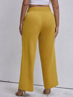 Plus Solid High Waist Straight Leg Pants