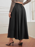 Plus Solid Knotted Front Flared Skirt