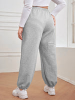 Plus Elastic Waist Waffle Knit Sweatpants