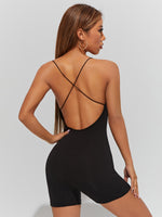 Crisscross Back Unitard Cami Romper