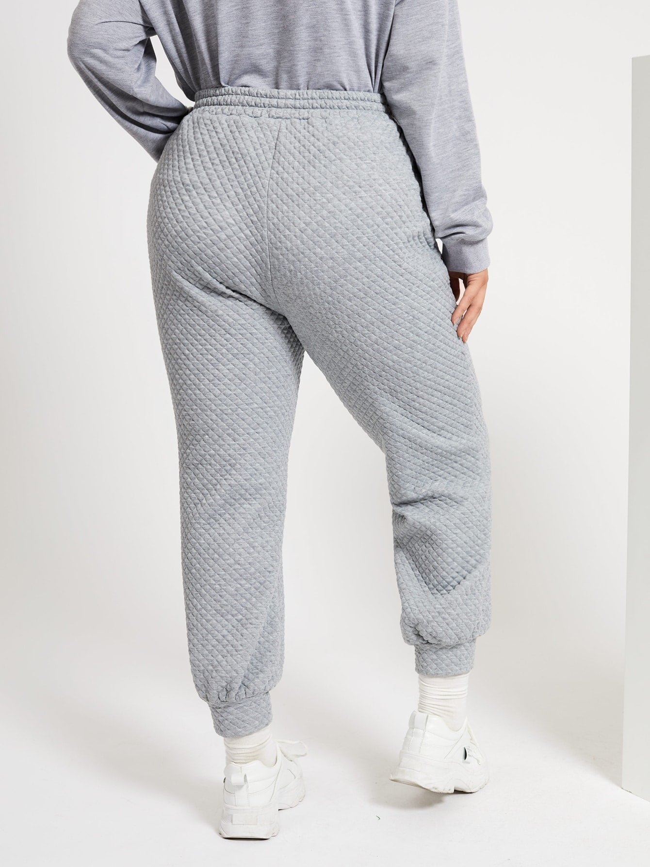 Plus Drawstring Waist Textured Sweatpants