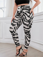 Plus Zebra Stripe Print High Waist Leggings