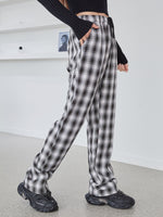 Tartan Print Drawstring Waist Pants