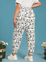 Plus Figure Print Elastic Waist Sweatpants