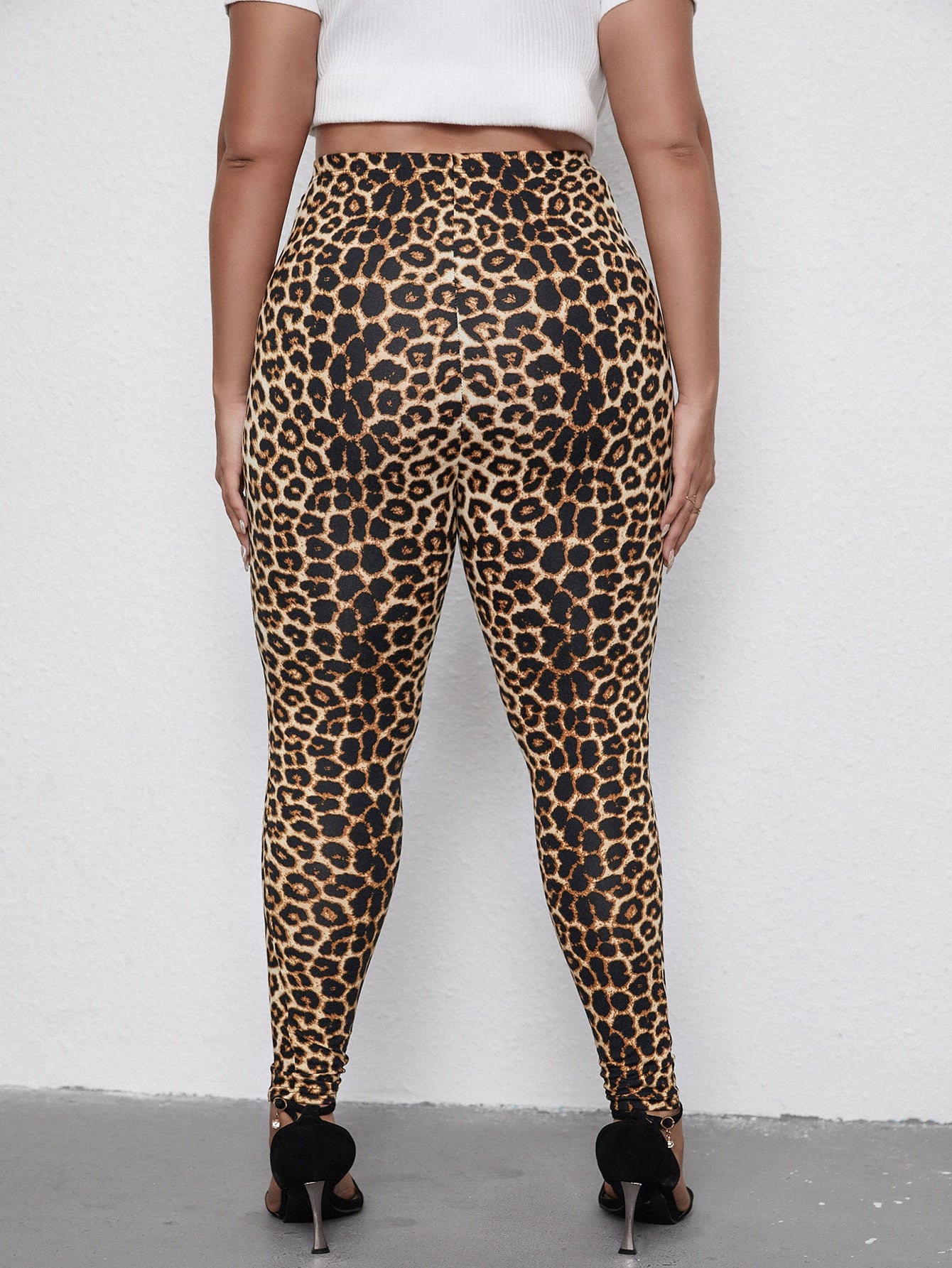 Plus Leopard Print High Waisted Leggings