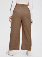 Plus Flap Pocket Side Wide Leg Corduroy Pants