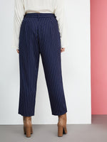 Plus Striped Slant Pocket Tailored Pants