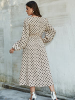 Simplee Plus Polka Dot Single Breasted Buckled Belted Dress