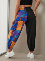 Plus Geo Print Color Block Sweatpants