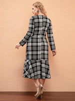 Plus Plaid Mermaid Hem Dress