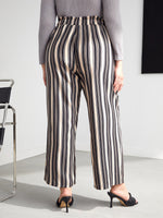 Plus Striped Print Paperbag Waist Pants