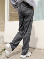 Grid Print Knot Front Pants