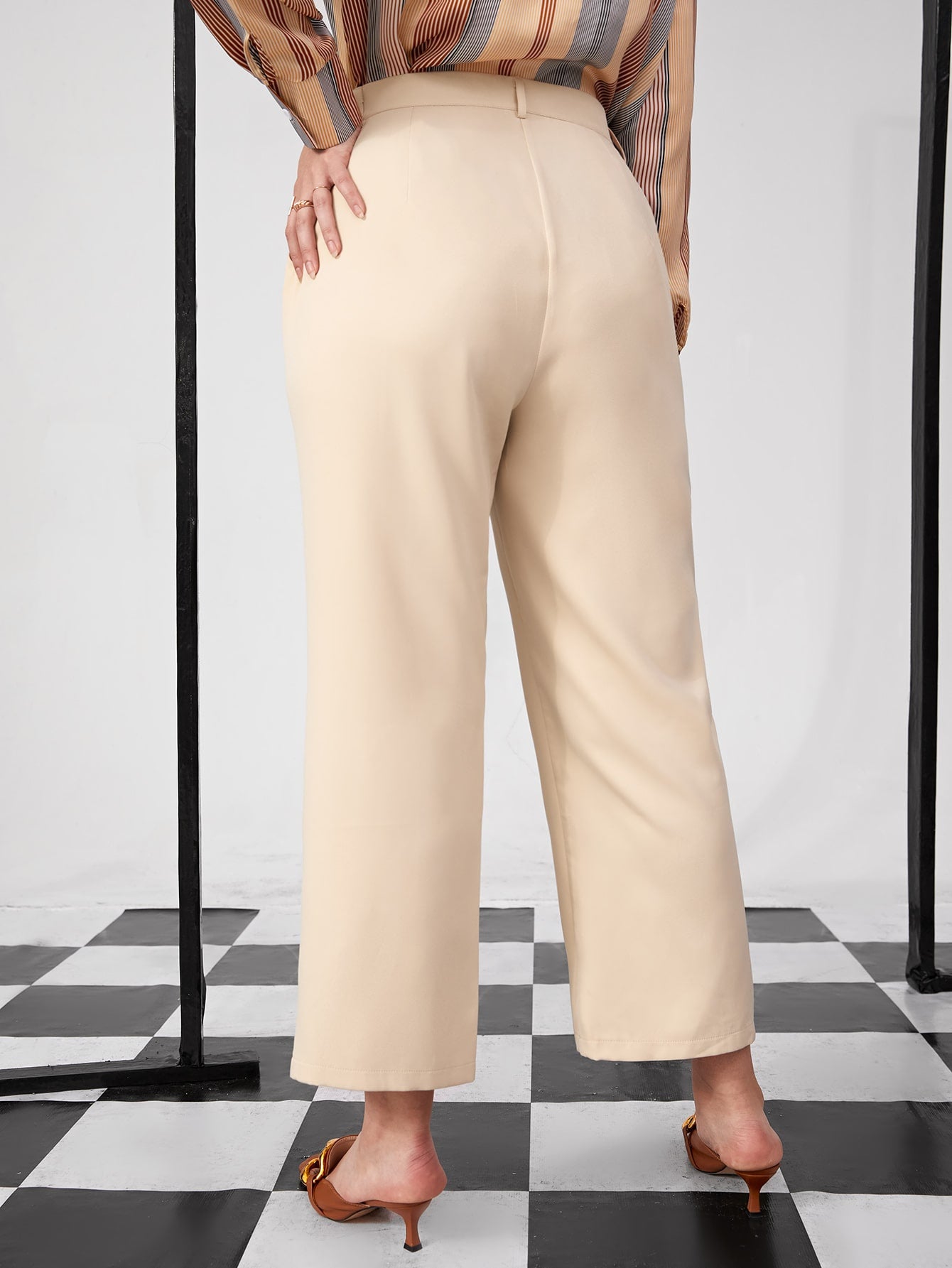 Plus Seam Detail Pants Without Belt