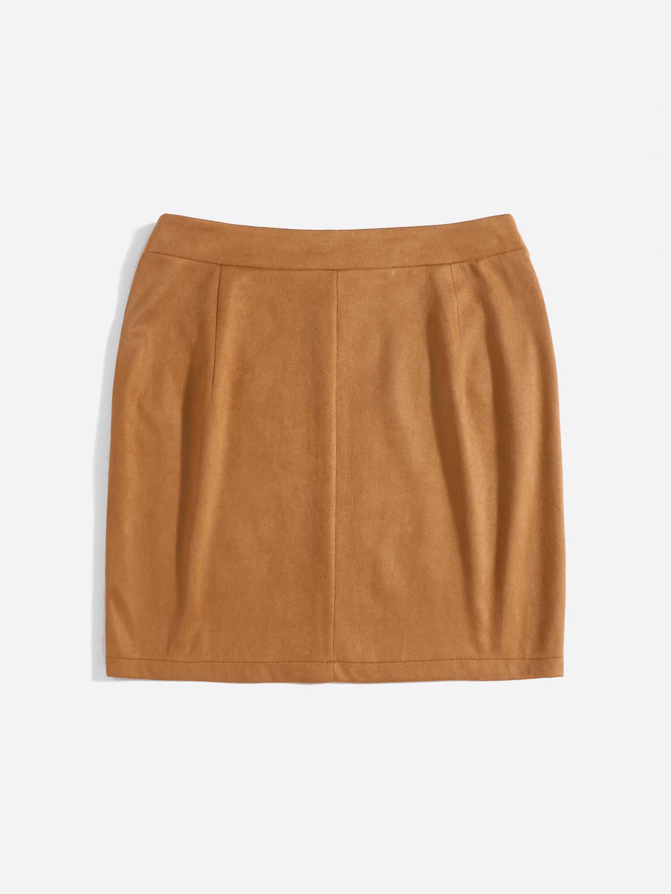 Plus Geo Embroidery Suede Skirt