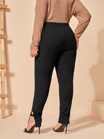 Plus Slit Hem Ribbed Knit Leggings