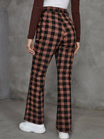 Gingham Print High Waist Flare Leg Pants