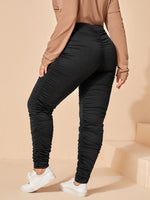 Plus Solid Ruched Leggings