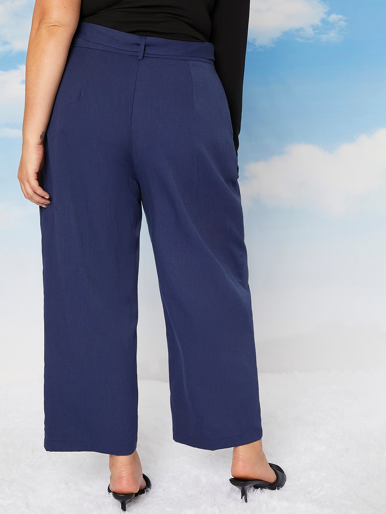 Plus Belted Wide Leg Pants