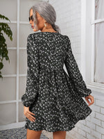 Ditsy Floral Plunging Neck Dress