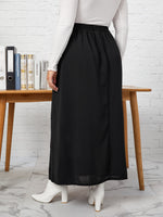 Plus Solid Split Thigh Skirt