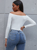 Off Shoulder Button Front Bodysuit