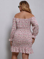 Plus Ditsy Floral Shirred Dress