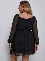 Plus Sweetheart Neck Swiss Dot Chiffon Dress