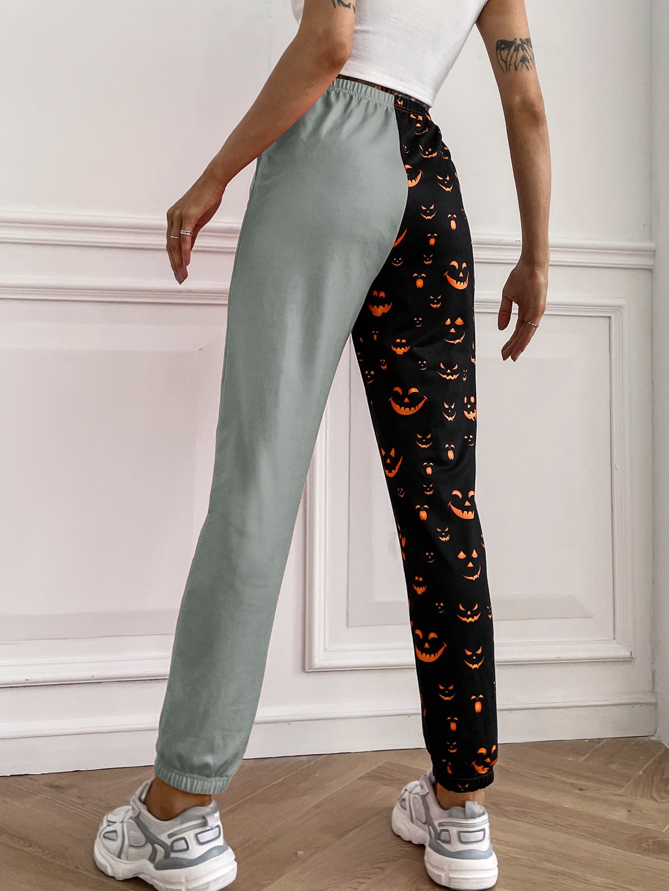 Two Tone Halloween Print Sweatpants