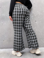 Plus Plaid Flare Leg Pants