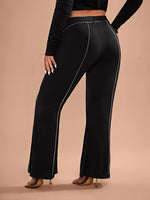 Plus Contrast Binding Flare Leg Pants