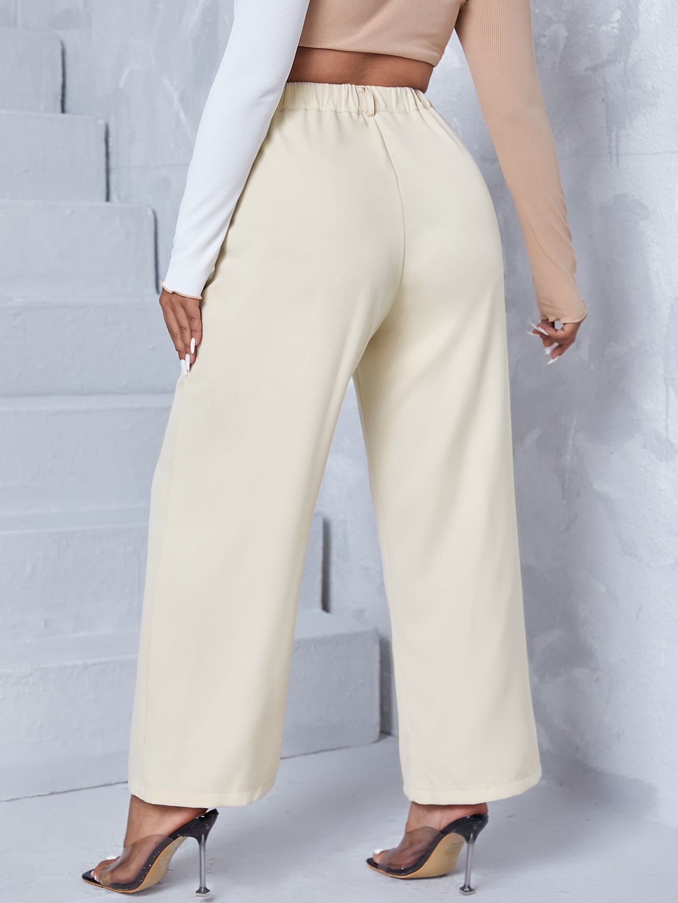 Plus Split Hem Wide Leg Pants