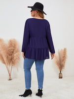 Plus Lantern Sleeve Ruffle Hem Blouse