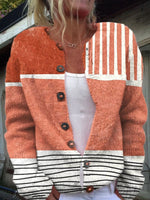 Casual Long Sleeve Striped Loose Regular Cardigan