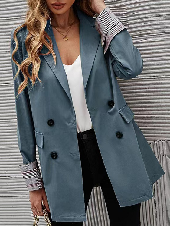 Loose Long Sleeve Plain Casual Regular Blazers