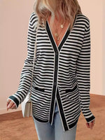 Loose Long Sleeve Striped Casual Regular Jacket