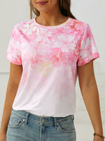 Casual Short Sleeve Crew Neck Floral Loose Regular T-Shirt