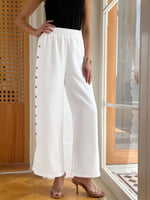 Casual Plain Buckle Loose Long Pants