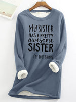 Loose Long Sleeve Crew Neck Text Letters Simple Regular Sweatshirt