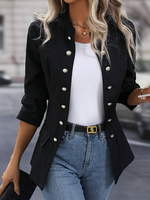 Loose Long Sleeve Plain Casual Regular Jacket