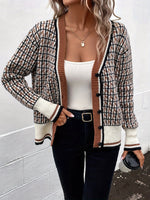 Casual Long Sleeve Houndstooth Loose Regular Sweater