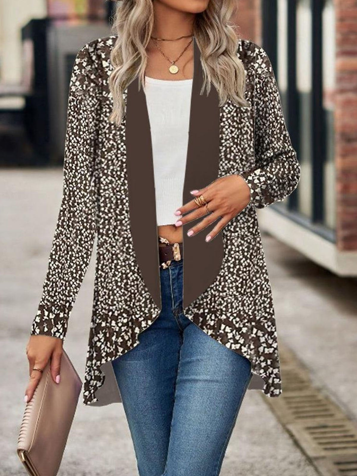 Loose Long Sleeve Floral Casual Mid-Long Kimono