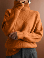 Loose Long Sleeve Turtleneck Plain Casual Regular Sweater