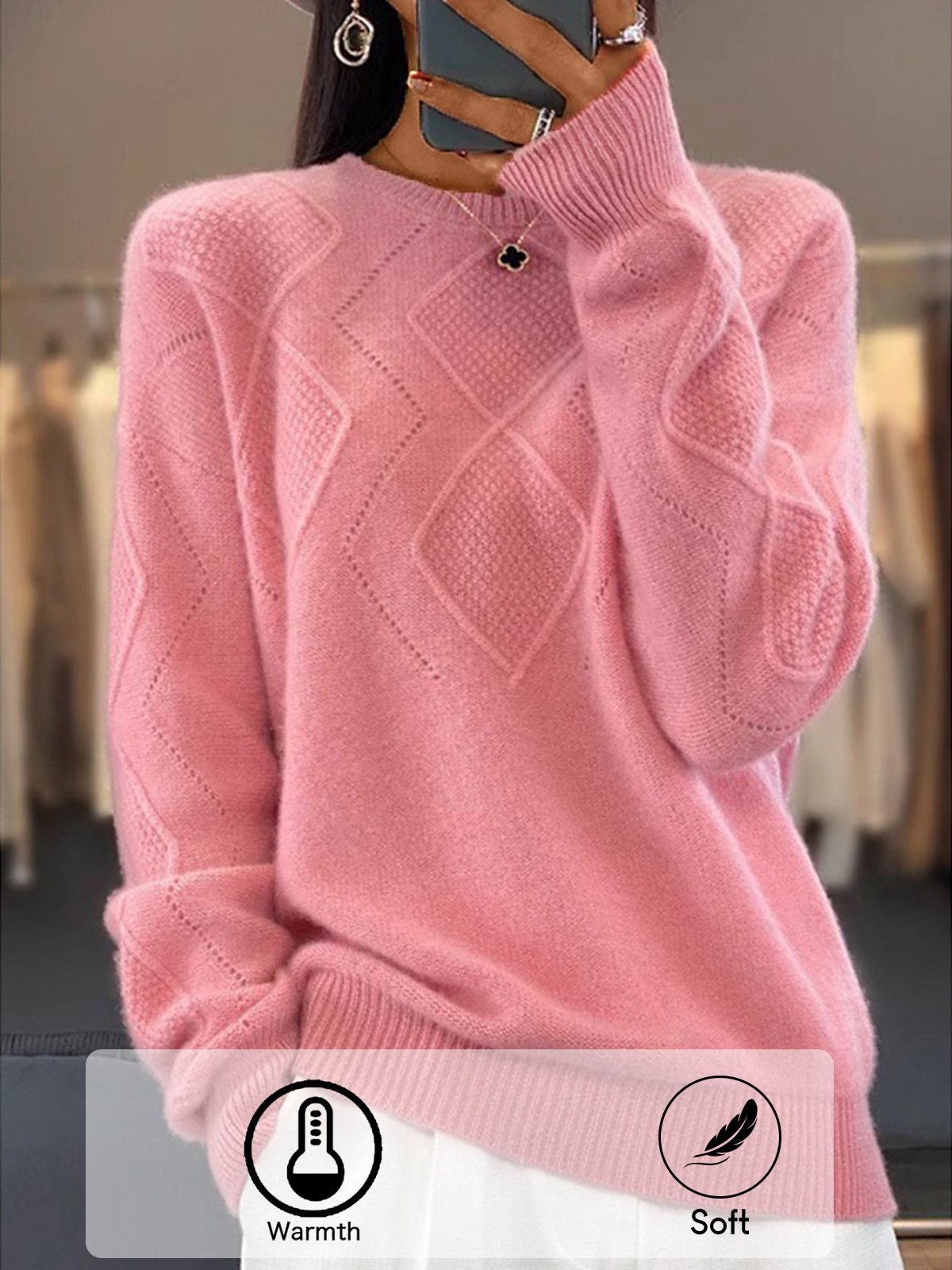 Casual Long Sleeve Crew Neck Plain Loose Regular Sweater