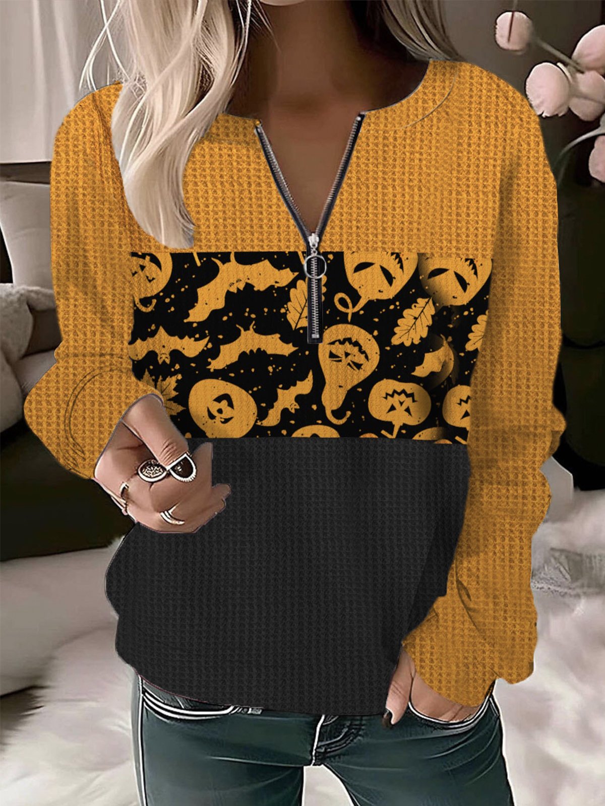 Casual Long Sleeve Crew Neck Halloween Loose Regular Sweatshirt