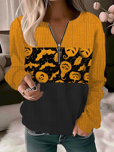 Casual Long Sleeve Crew Neck Halloween Loose Regular Sweatshirt